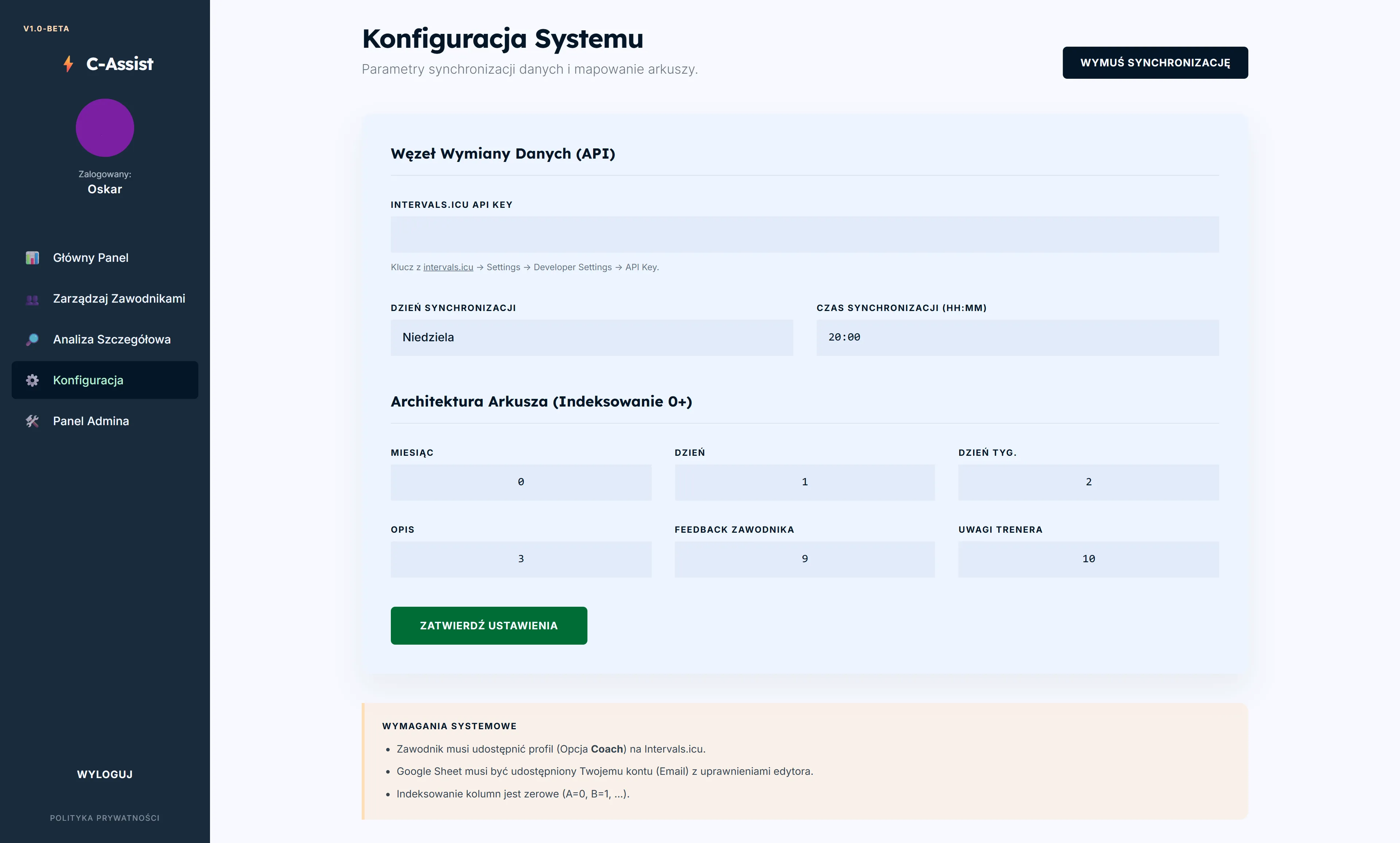 Konfiguracja Systemu API
